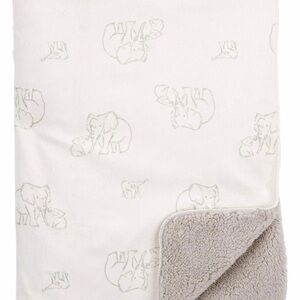 Carter’s Cozy Sherpa Lined Baby Blanket – White/Grey – 40” x 30”